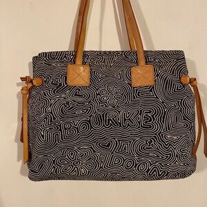Dooney Bourke doodle swirl signature canvas blue tote bag